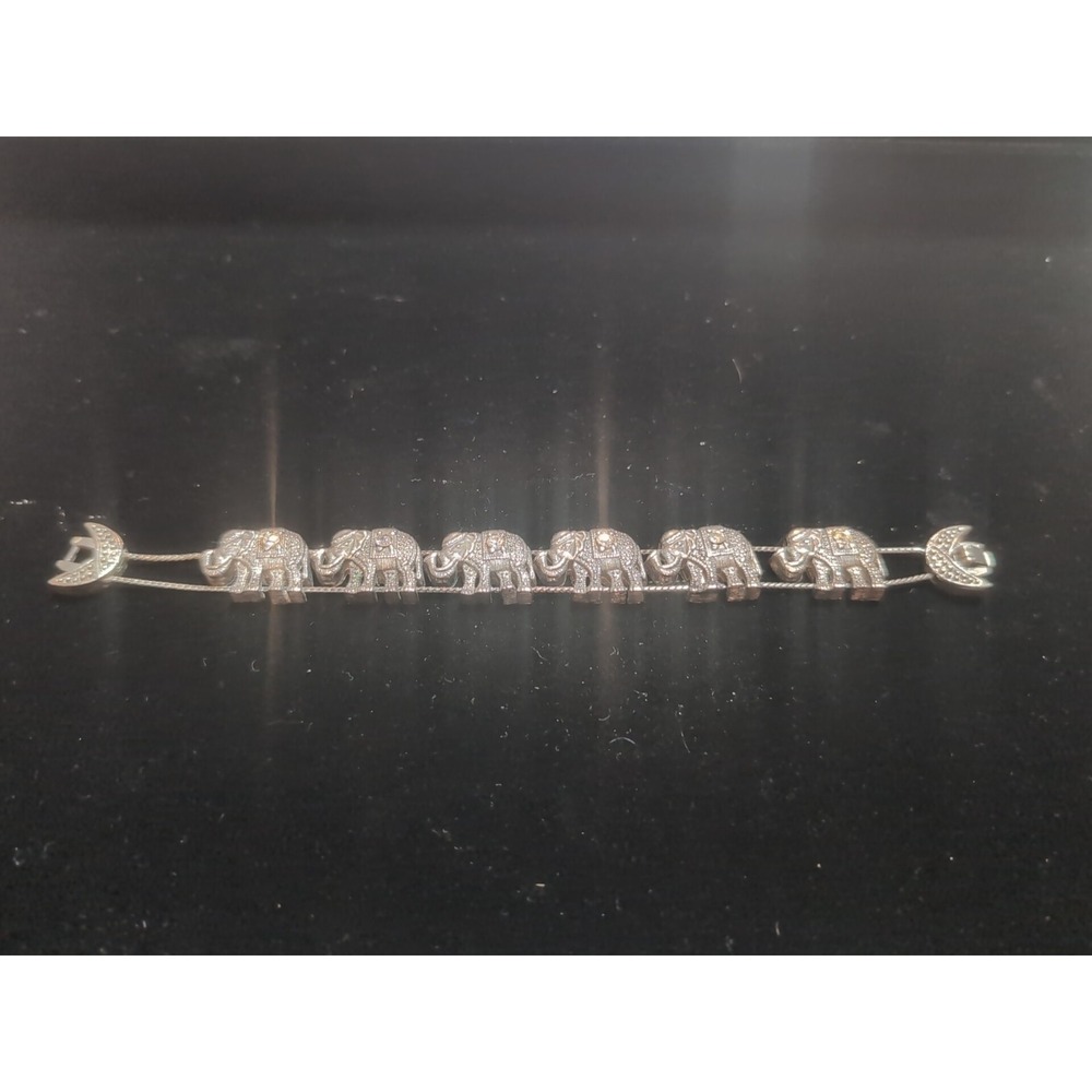 Elephant Bracelet Sliding Charms Silver Tone Animal Indian